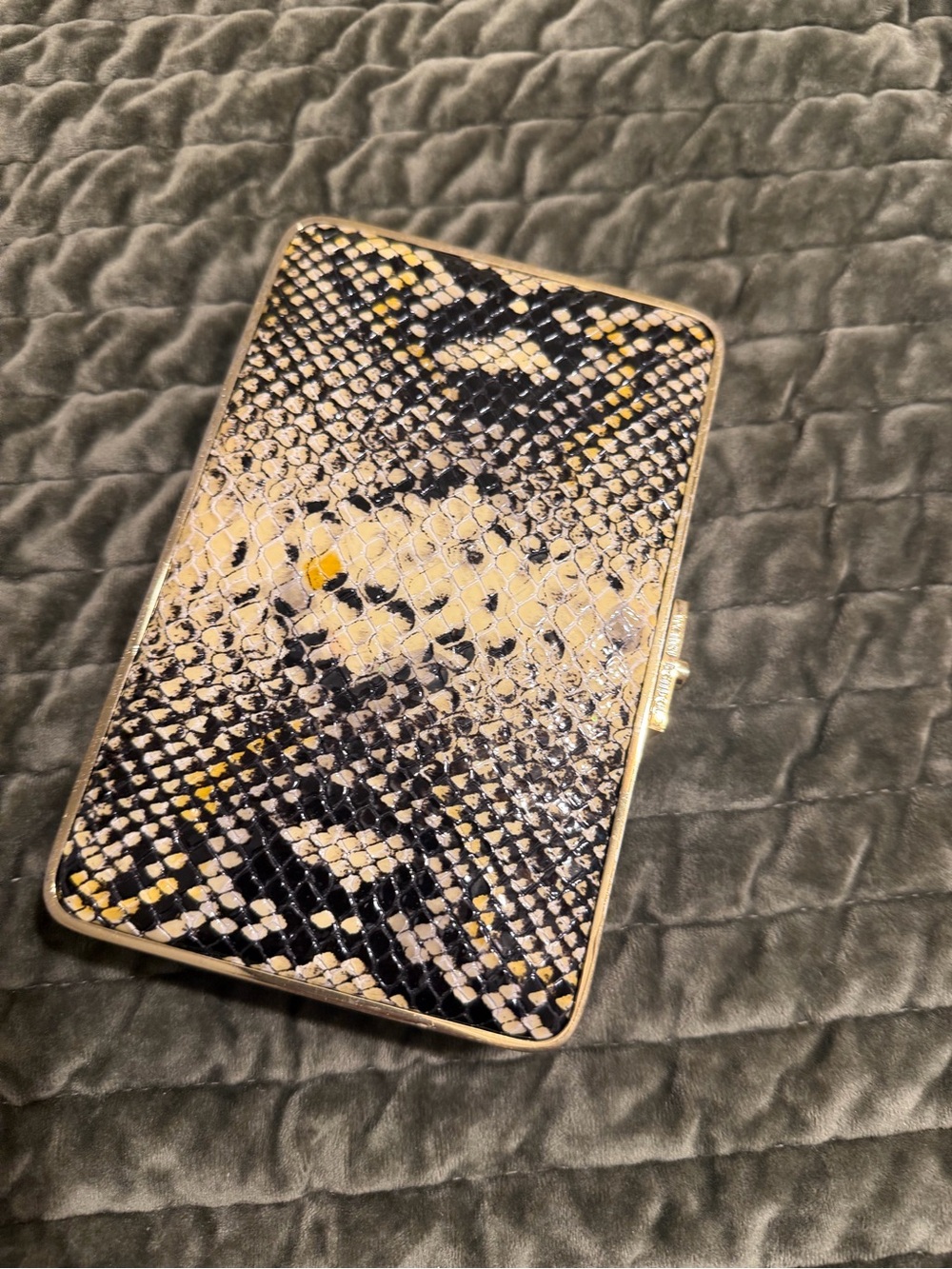 henri bendel Snake-Print Wallet in Black, Cream, Yellow